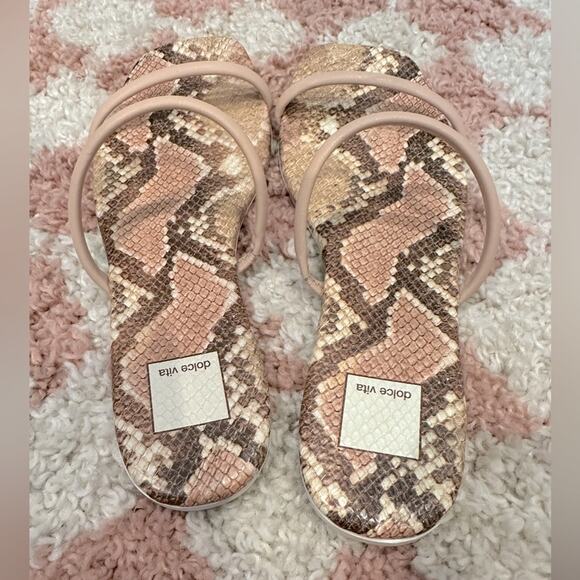 Dolce Vita Lester Flat Sandals Snakeskin Blush Stella - Picture 7 of 10